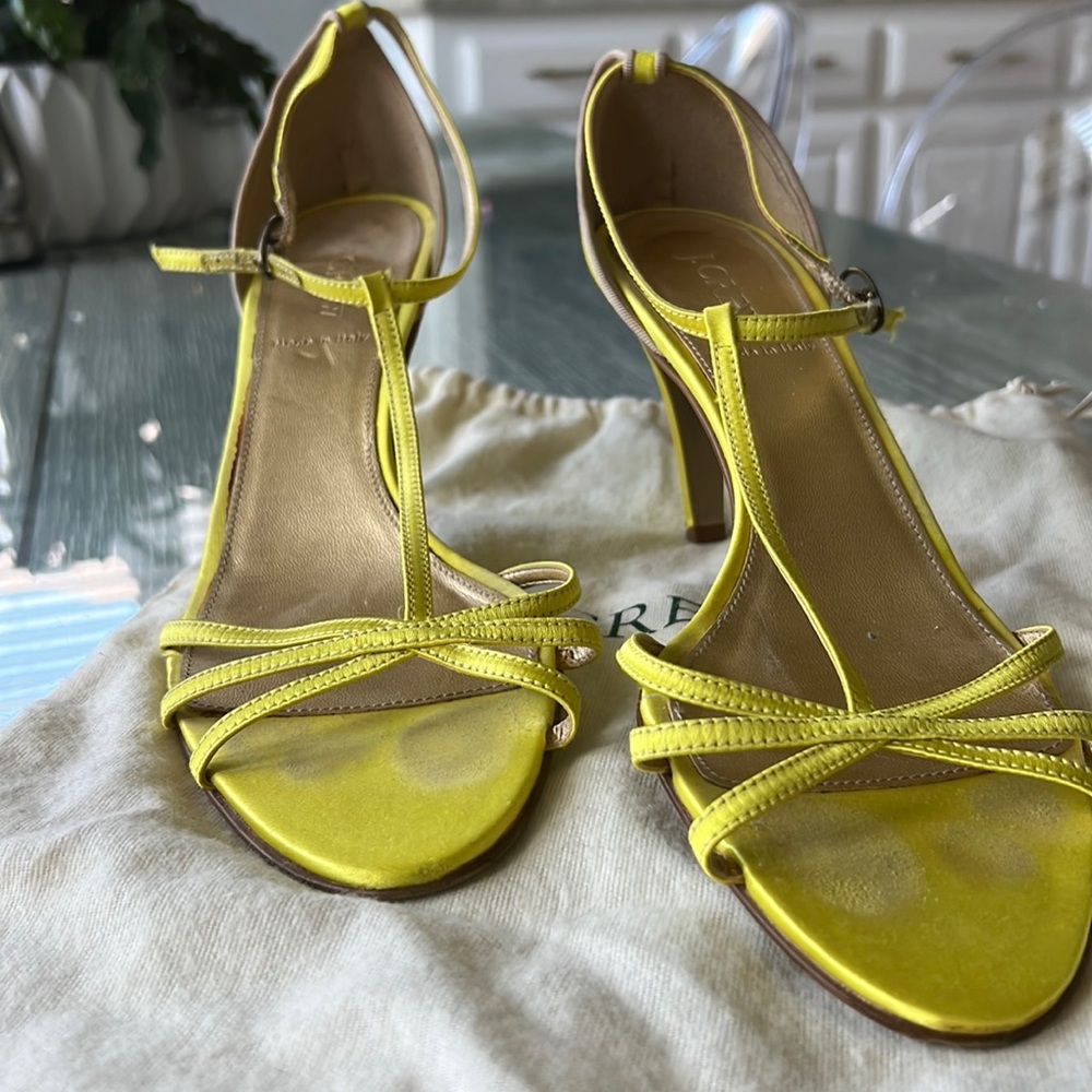 J. Crew Chartreuse Strappy Heels Size 10